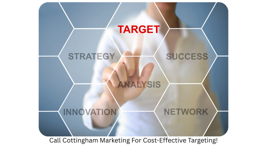 A person pointing to the word 'TARGET' in a graphic with hexagonal sections labeled 'STRATEGY', 'SUCCESS', 'ANALYSIS', 'INNOVATION', and 'NETWORK'.